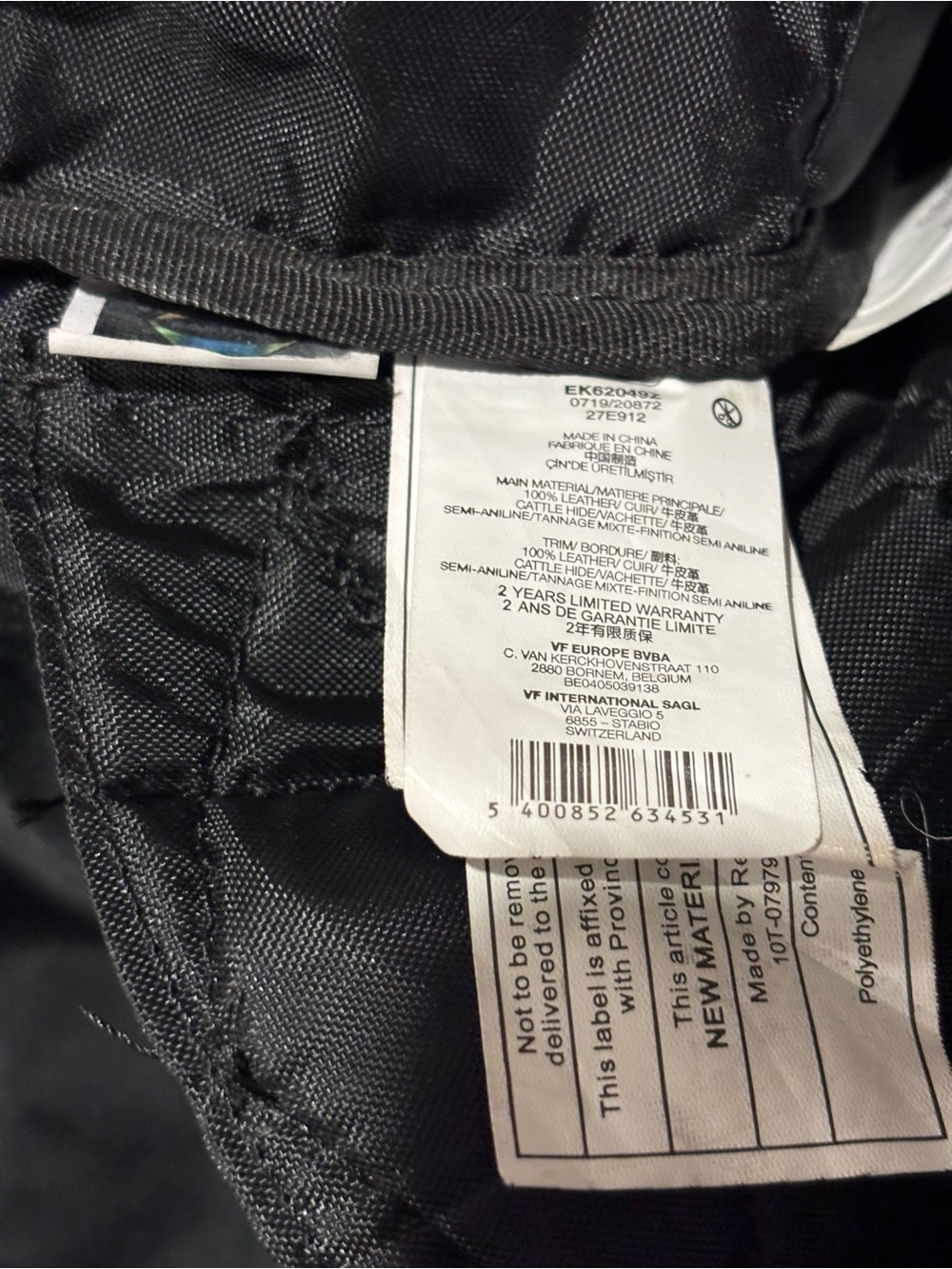 Eastpak Padded Pak R Classic Black Ink Leather Backpack - Picture 12 of 12